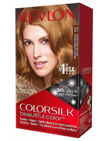 Revlon Kit Tinte Colorsilk 57 Castaño Dorado Muy Claro