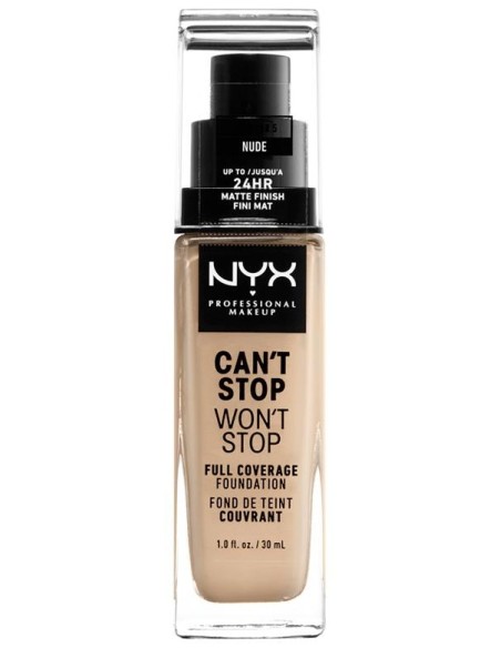 Nyx Can'T Stop Won'T Stop Full Coverage Foundation Nude 30 Ml