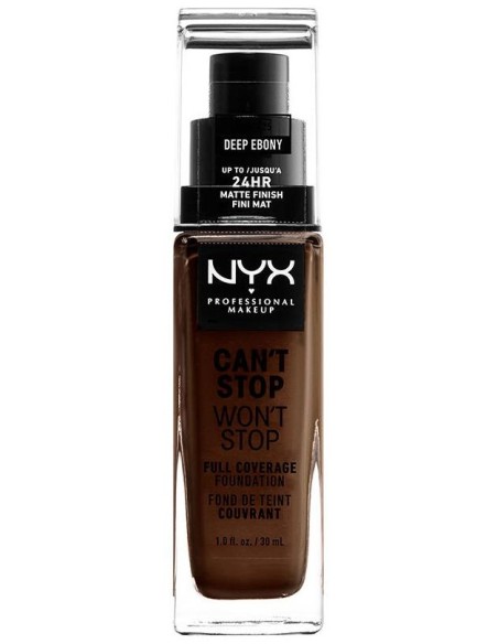 Nyx Can'T Stop Won'T Stop Full Coverage Foundation Deep Ebony 30Ml