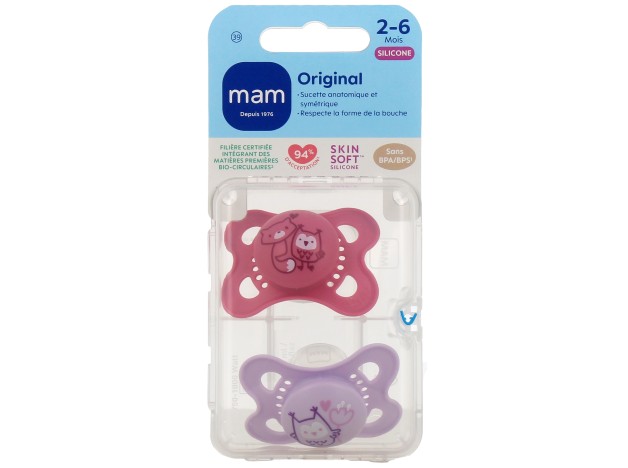 MAM Chupete Origina Pure Silicona  2-6 M Rosa
