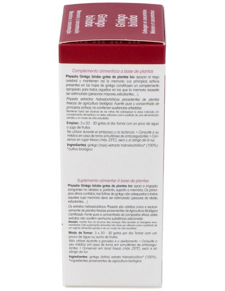 Physalis Ginkgo Biloba Extracto Hidroalcoholico Bio 100Ml
