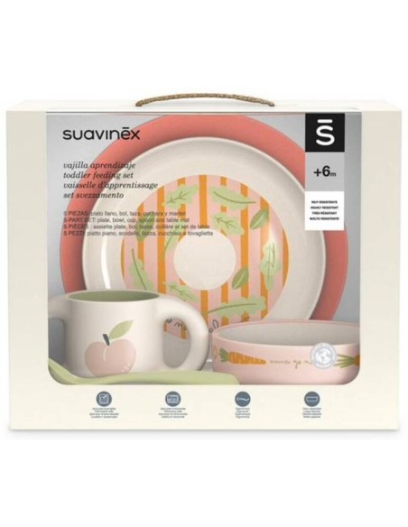 Suavinex Vajilla De Aprendizaje Rosa +6 Meses, 5 Uds
