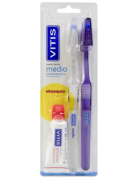 Pack Vitis Cepillo Medio + Pasta Dentífrica Regalo, 1 Ud