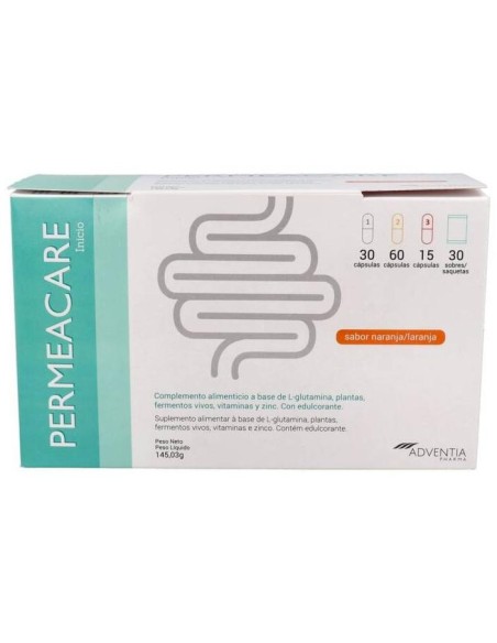 Permeacare Inicio, 30 Cápsulas Fase 1 + 60 Cápsulas Fase 22 + 15 Cápsulas Fase 3 + 30 Sobres
