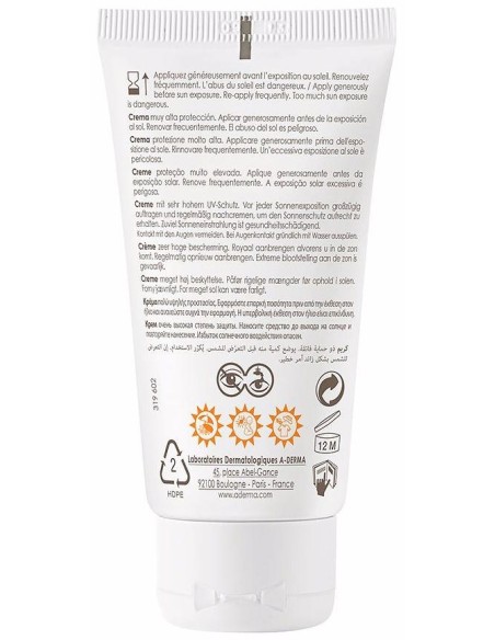 A-Derma Protect Crema Fotoprotectora Spf50+, 40 Ml