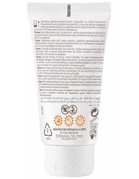 A-Derma Protect Crema Solar Sin Perfume Spf50+ 40Ml