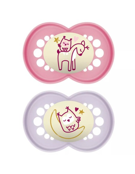 MAM Chupete Original Pure Night Silicona +6M Rosa