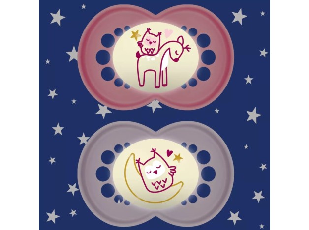 MAM Chupete Original Pure Night Silicona +6M Rosa
