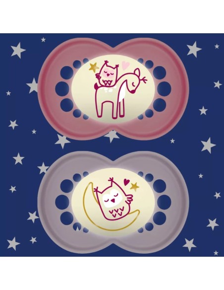 MAM Chupete Original Pure Night Silicona +6M Rosa