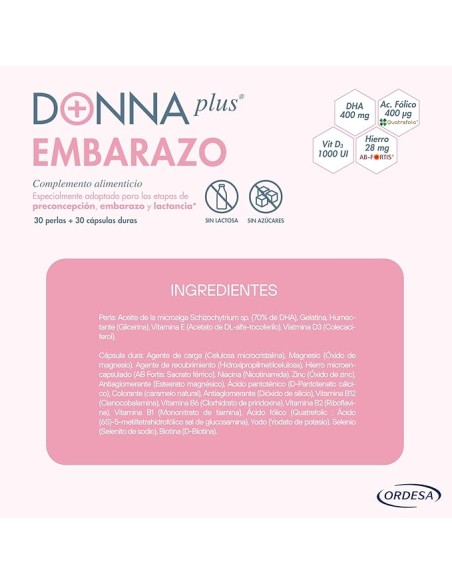 Donnaplus Embarazo 30 Cápsulas + 30 Perlas