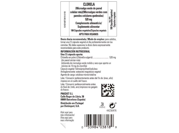 Solgar Clorela 520 mg 100 cápsulas vegetales