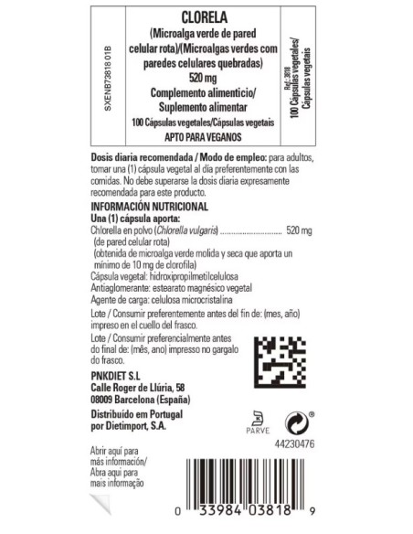Solgar Clorela 520 mg 100 cápsulas vegetales