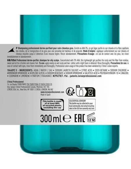 L'Oréal Scalp Advanced Anti-Oiliness Dermo-Purifier Shampoo 300Ml