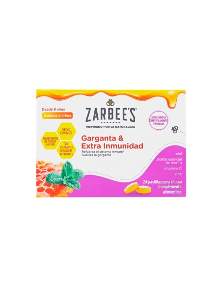 Zarbee's Garganta y Extra Inmunidad 24 Pastillas Para Chupar