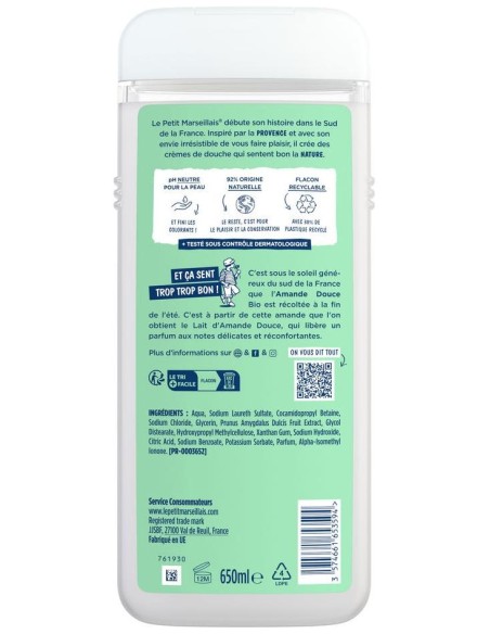 Le Petit Marseillais Gel Baño Leche De Almendras Bio 650Ml