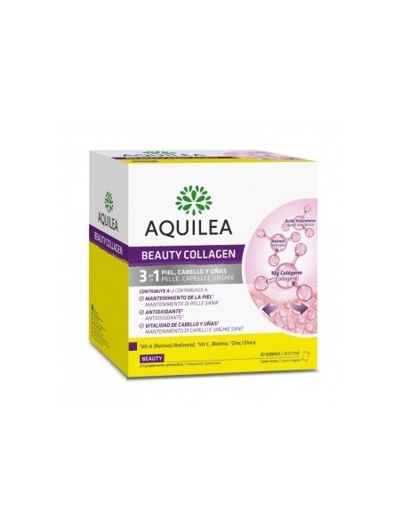 Aquilea Beauty Collagen 3 en 1 piel, cabello y uñas 30 sobres