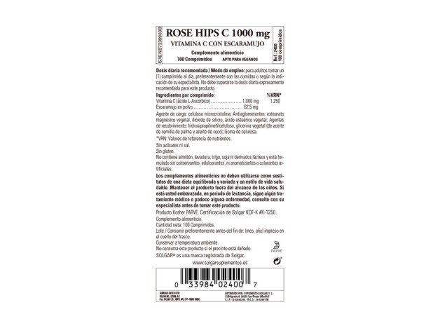 Solgar Vitamina C 1000 Mg With Rose Hips 100...