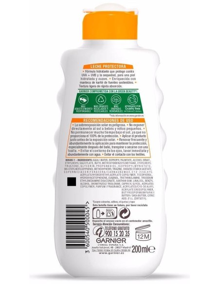 Garnier Leche Protectora Hidratación 24H Spf20 200Ml