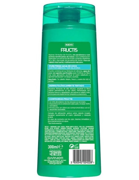 Garnier Fructis Pure Fresh Agua Coco Champú Fortificante 360Ml