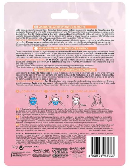 Garnier Skinactive Hydrabomb Mask Facial Hidratante Calmante 1Ud