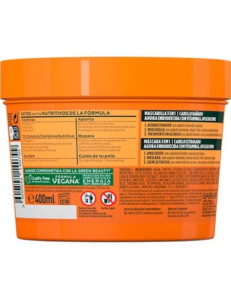 Fructis Hair Food Papaya Mascarilla Reparadora 390 Ml
