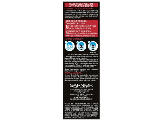 Garnier Pure Active Carbon Mascarilla Peel-Off...