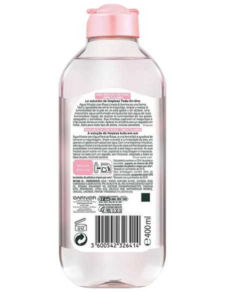 Garnier Skinactive Agua Rosas Agua Micelar 400Ml