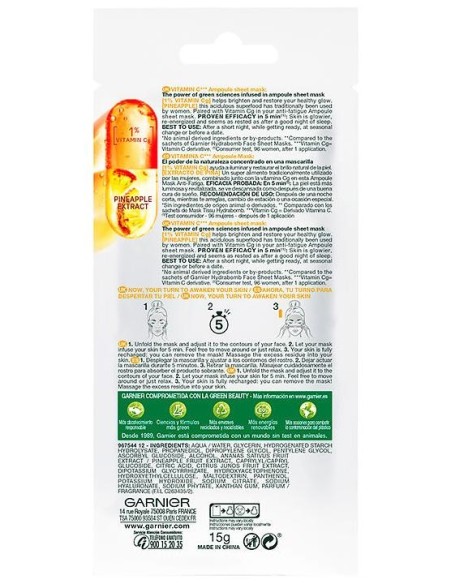 Garnier Skinactive Vitamina C Mask 1Ud