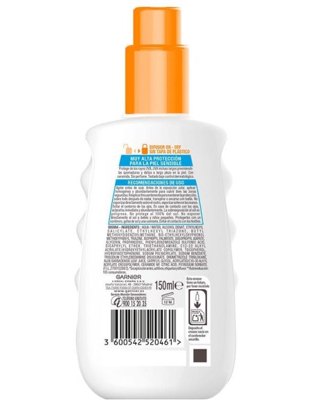 Garnier Sensitive Advanced Spray Protector Spf50+ 150Ml