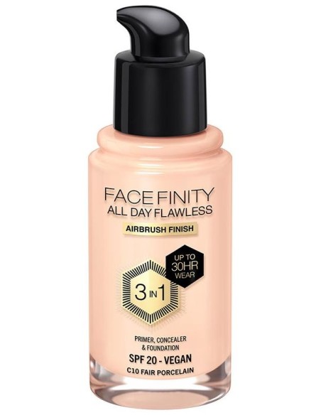 Facefinity All Day Flawless 3 In 1 Foundation C10-Fair Porcelain 30 Ml