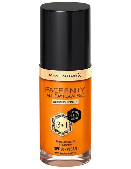 Facefinity All Day Flawless 3 In 1 Foundation W91-Warm Amber 30 Ml