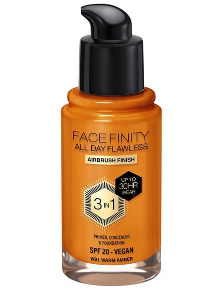 Facefinity All Day Flawless 3 In 1 Foundation W91-Warm Amber 30 Ml