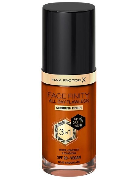 Facefinity All Day Flawless 3 In 1 Foundation N102-Chocolate 30 Ml