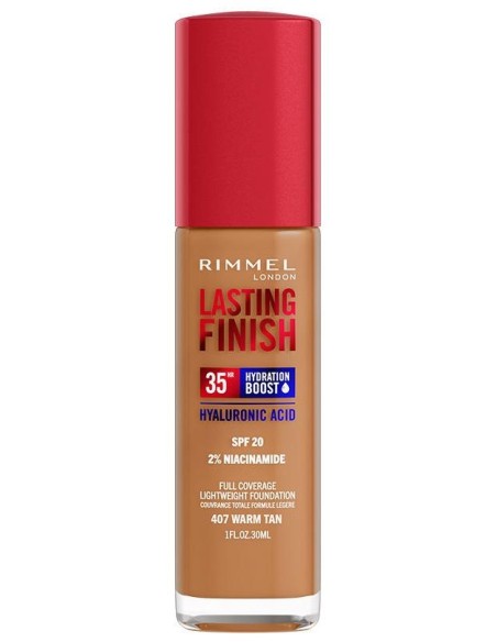 Rimmel Lasting Finish Hydration Boost 35Hr Spf20 407 Warm Tan 30Ml