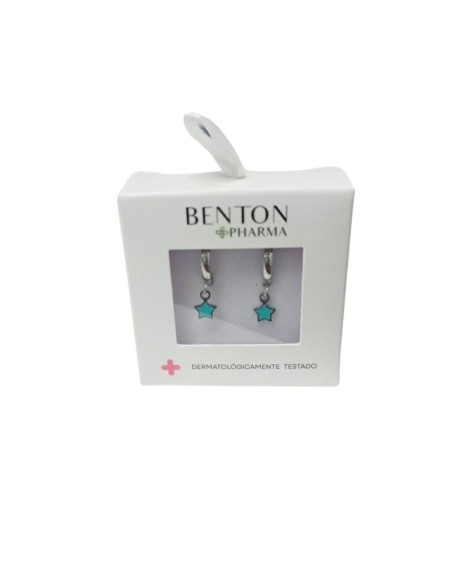 Benton Pendientes Hipoalergénicos Aro Estrella Verde