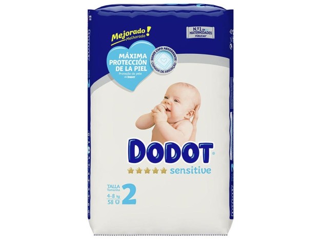 Dodot Sensitive Rn Talla 2 Pañales 4-8 Kg 58 U