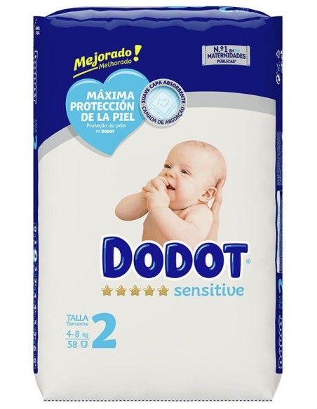 Dodot Sensitive Rn Talla 2 Pañales 4-8 Kg 58 U