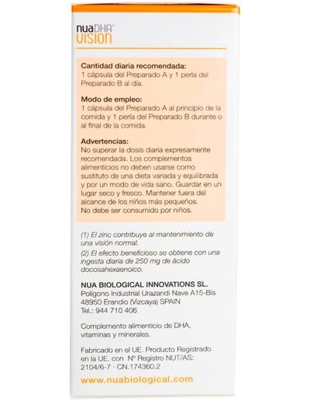 Nua Biological NuaDHA Vision 30 Cápsulas + 30 Perlas