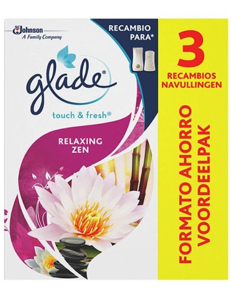 Glade Toque Ambientador Recambio Relax Zen 3Uds