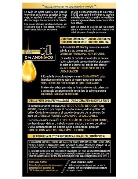 Syoss Olio Intense Tinte Sin Amoniaco 8.60 Rubio Miel 50Ml