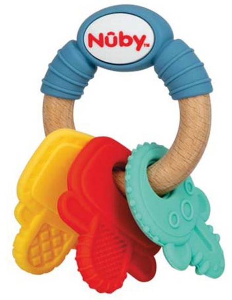 Nuby Mordedor Madera Silicona Llaves 3M+ 1Ud