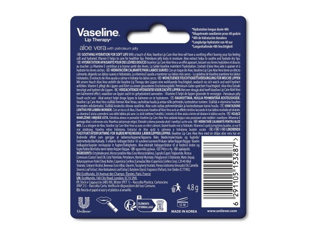 Vaseline Bálsamo Labial Stick Aloe Vera 4,8 Gr