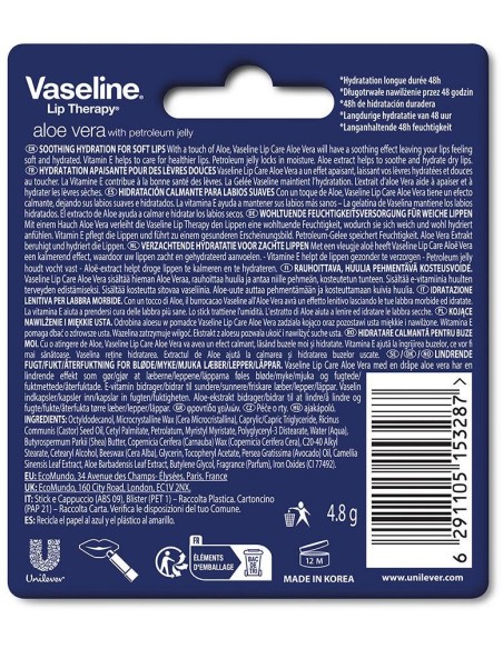 Vaseline Bálsamo Labial Stick Aloe Vera 4,8 Gr