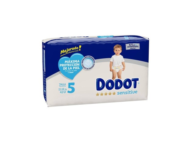 Dodot Sensitive Talla 5 Pañales 11-16 Kg 42 U