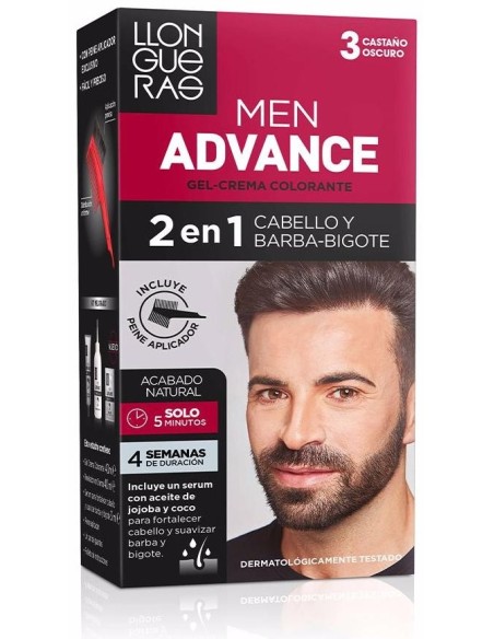 Llongueras Kit Men Advance Tinte Gel Crema 3 Castaño Oscuro