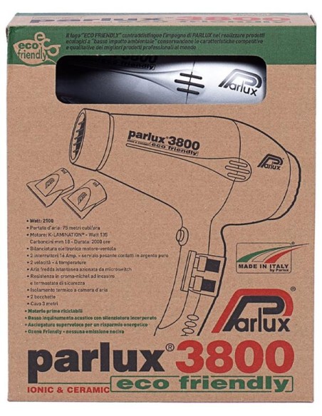 Parlux 3800 Ecofriendly Secador Plata 1 U