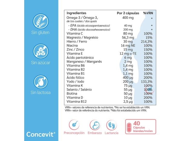 Concevit Preconcepción 40 Cápsulas