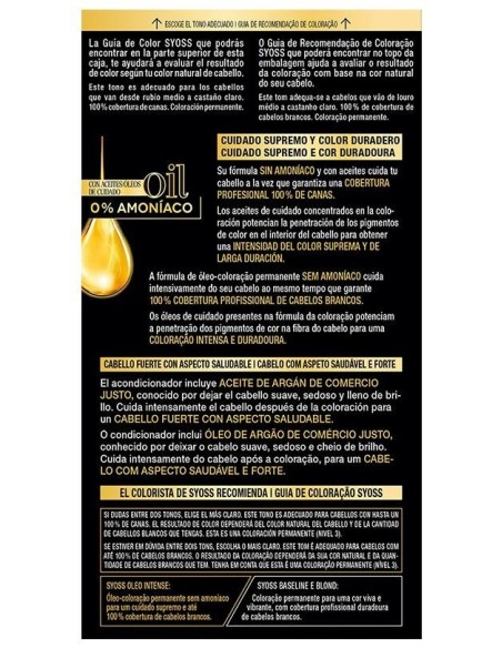 Syoss Olio Intense Tinte Sin Amoniaco 6.80 Rubio Caramelo 50Ml