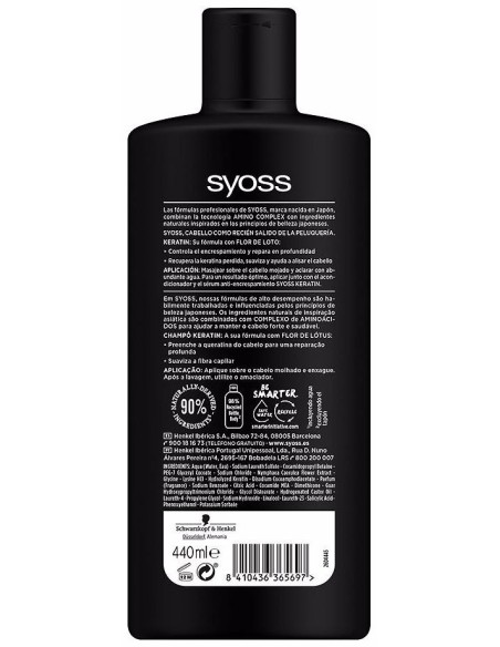 Syoss Keratin Champú Cabello Encrespado Y Seco 440Ml