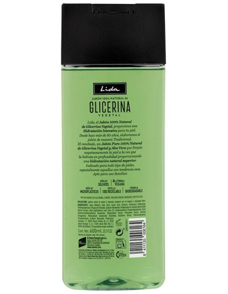 Lida Jabón 100% Natural Glicerina Y Aloe Vera 600Ml